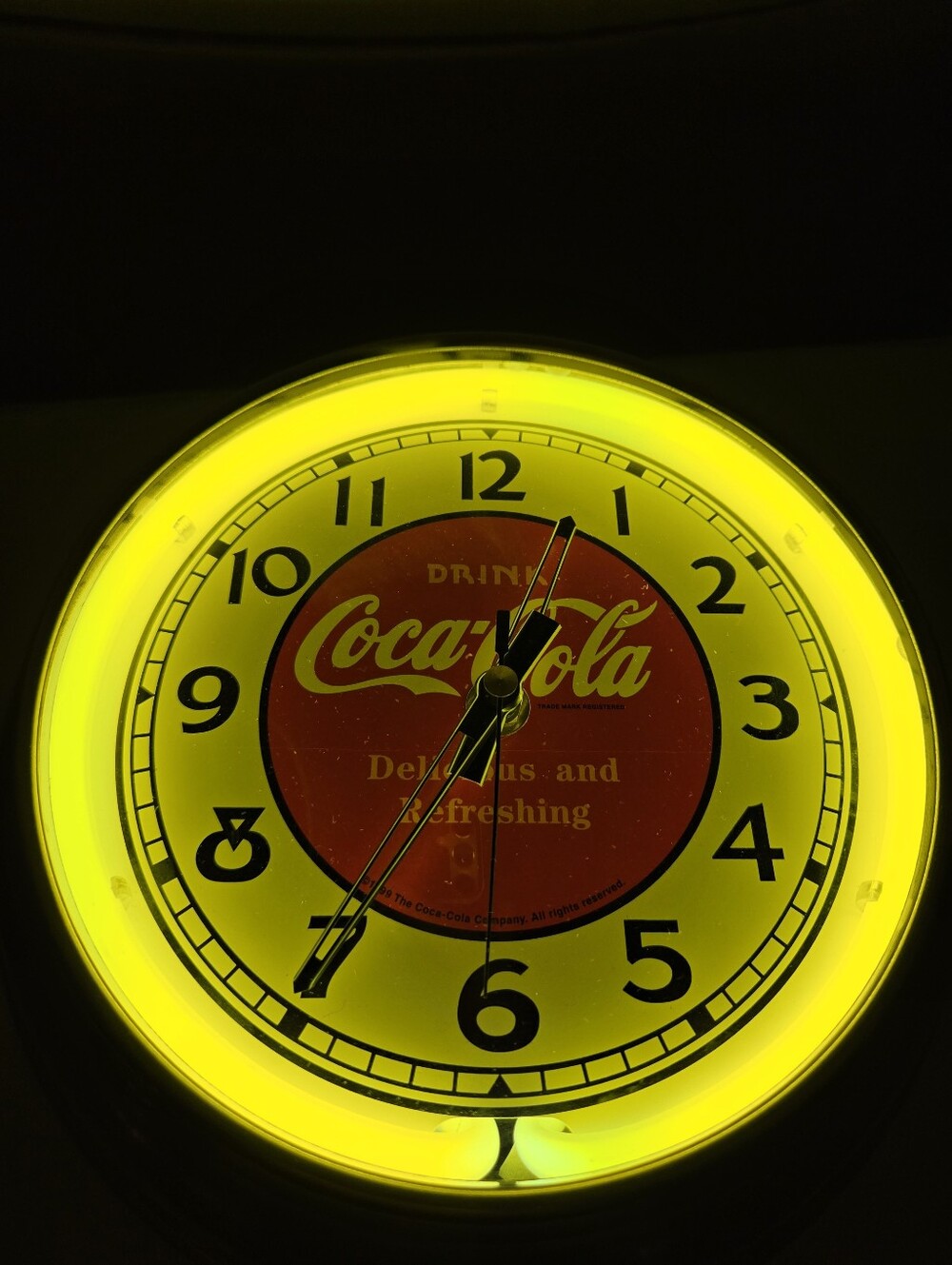Penny Japan Company LTD. Yellow Coca-Cola Neon Clock Excellent Condition.Rare.